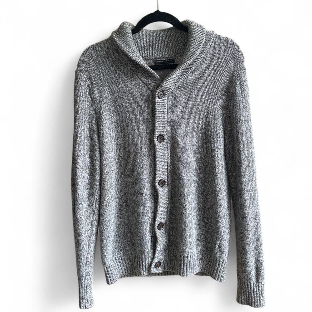 Banana Republic 100% Cotton Marled Grey/Green Cardigan